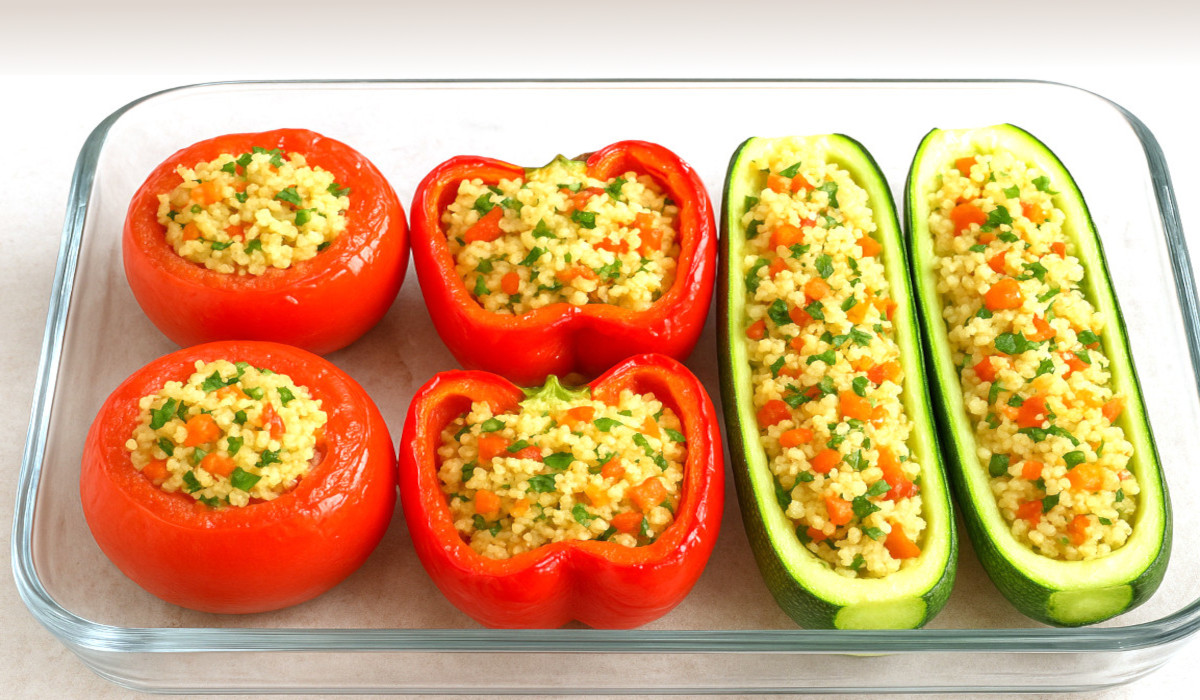 Фаршировані овочі з безглютеновим рисовим кускусом — простий рецепт